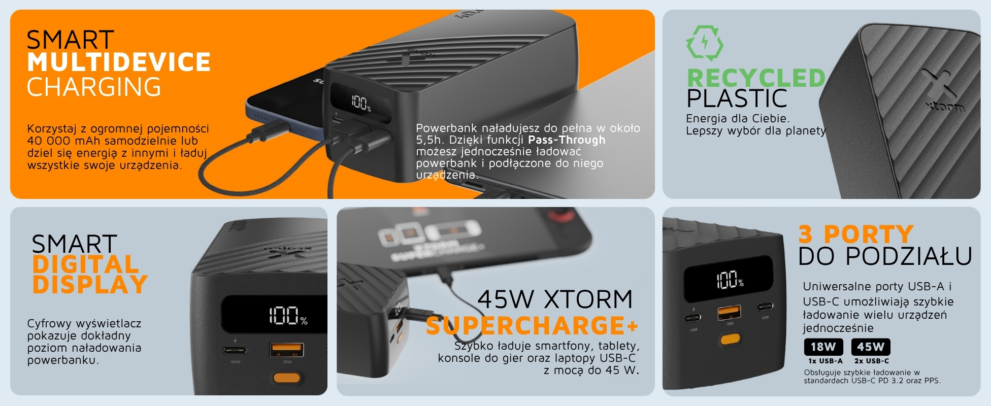 xtorm powerbank go2 40.000 mah 45w czarny