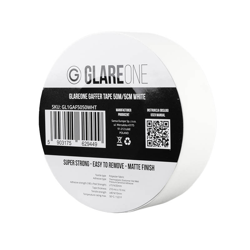 Biała Taśma GlareOne Gaffer 50m/5cm