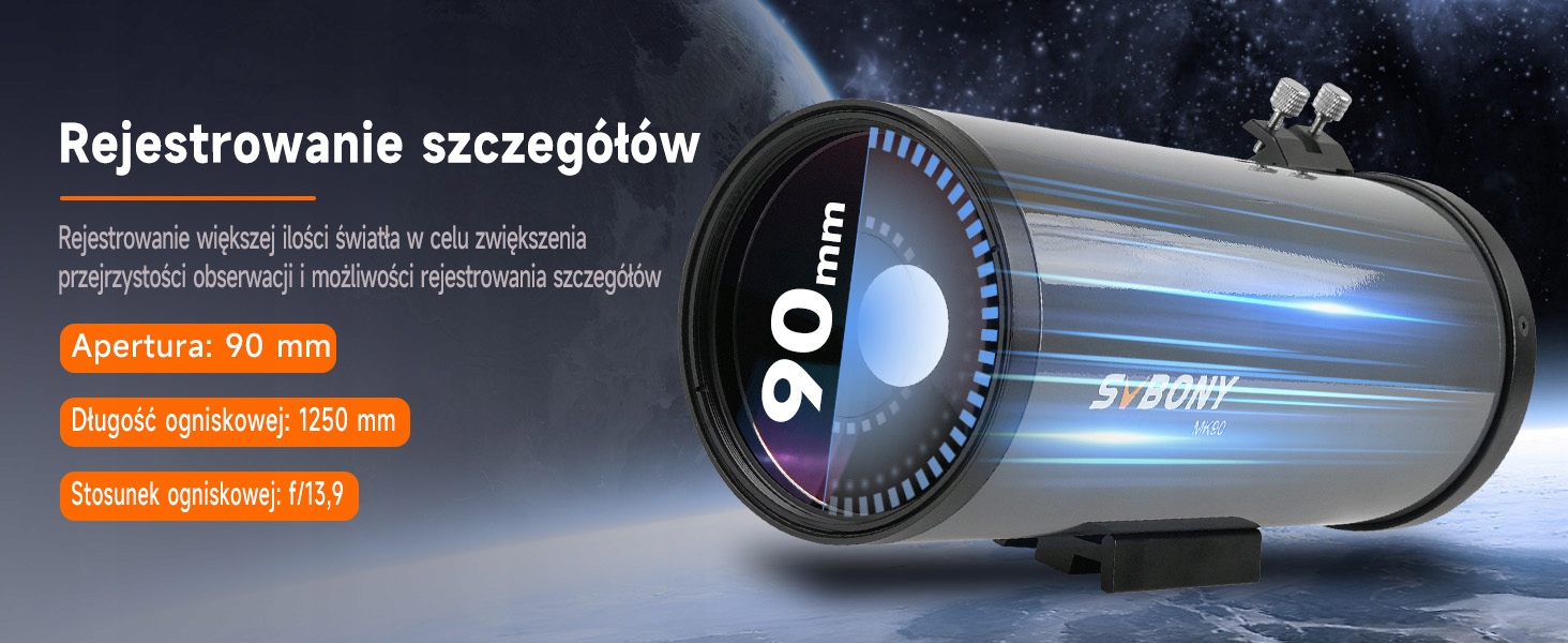 teleskop svbony mk90 maksutov cassegrain ota 90mm