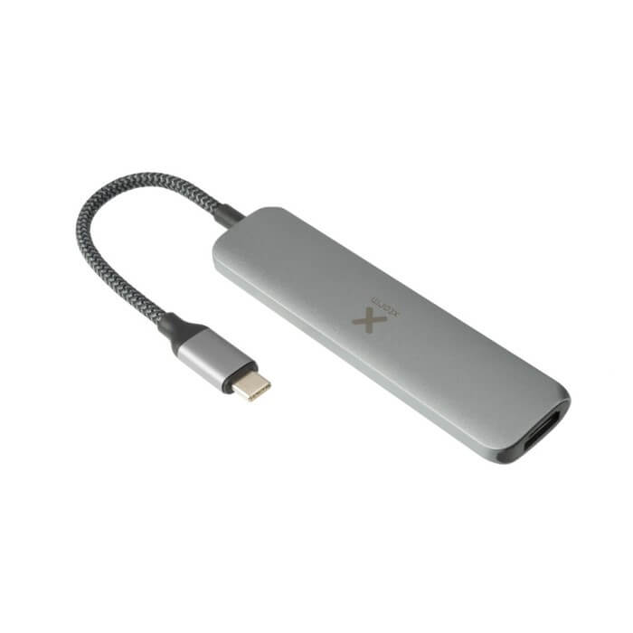 Adapter XTORM USB-C Hub 4-in-1 pleciony kabel - szary