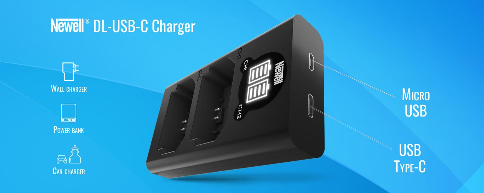 Ładowarka dwukanałowa Newell DL-USB-C do akumulatorów NP-W235