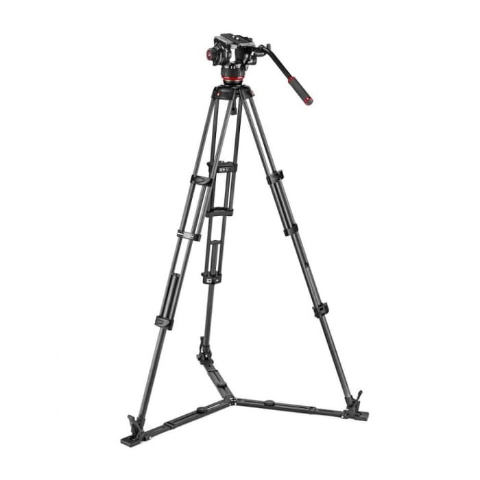 Statyw Manfrotto Twin Carbon z dolną rozpórką + głowica 504X z płaską bazą Pro Video