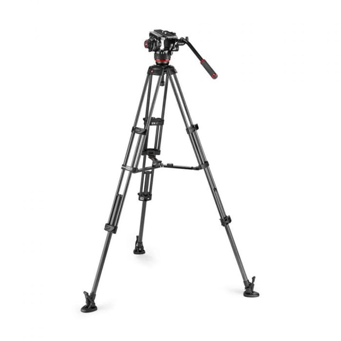 Statyw Manfrotto Twin Carbon z środkową rozpórką + głowica 504X z płaską bazą Pro Video