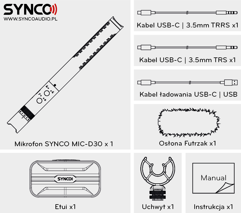 Mikrofon shotgun Synco D30 - superkardioidalny kierunkowy