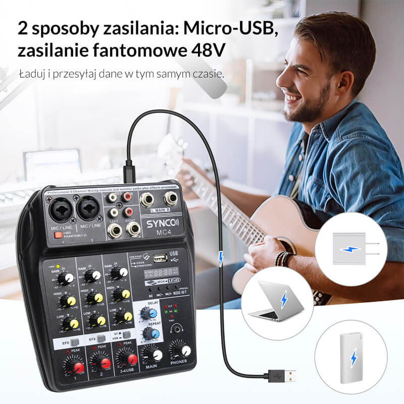 Mikser audio Synco MC4 4 kanałowy