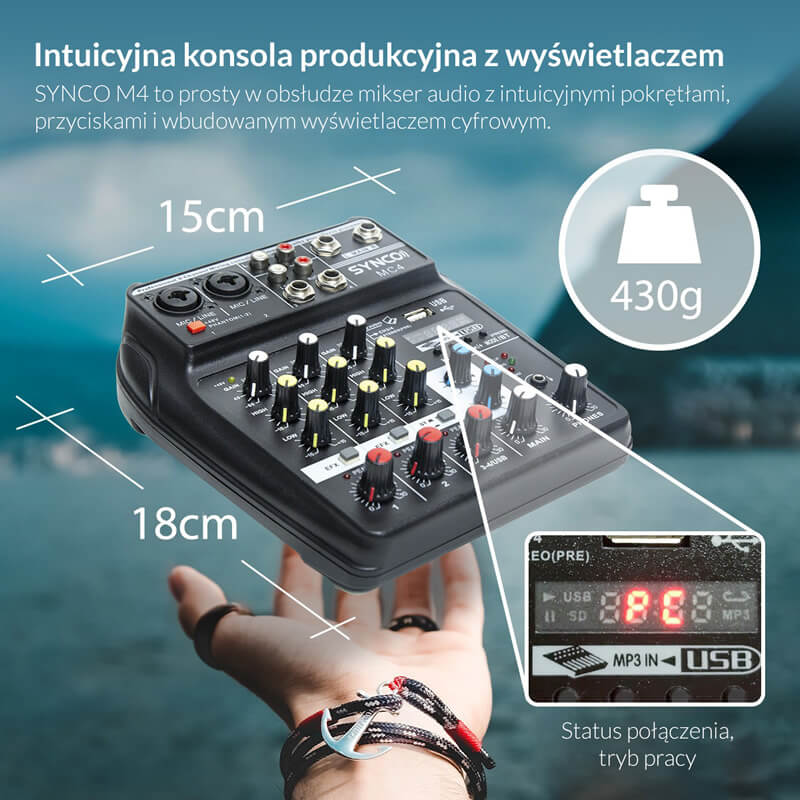Mikser audio Synco MC4 4 kanałowy