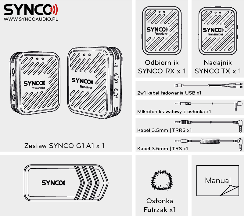 Bezprzewodowy system mikrofonowy Synco G1 A1 2.4 GHz
