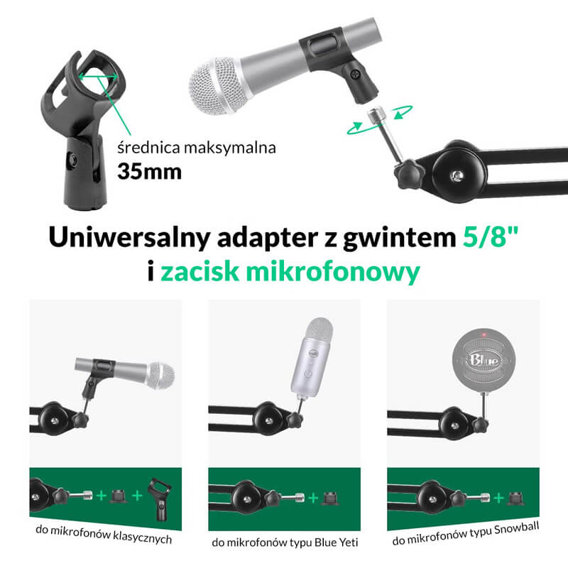 Ramię mikrofonowe Synco MA38 - zintegrowany kabel XLR
