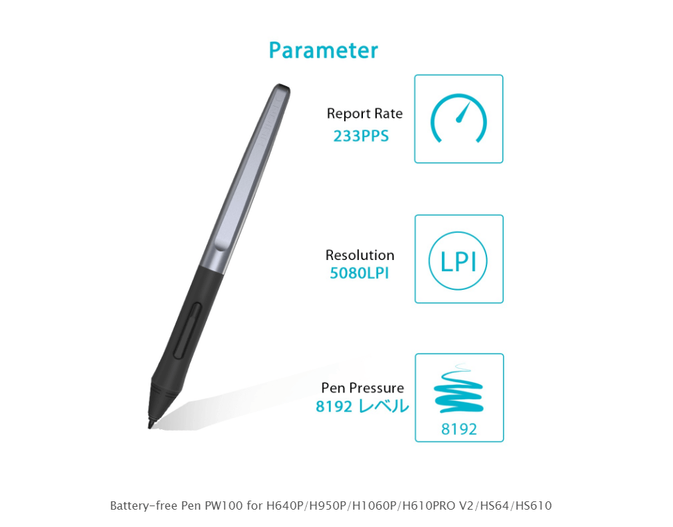Pióro Huion PW100 do H640P/H950P/H1060P