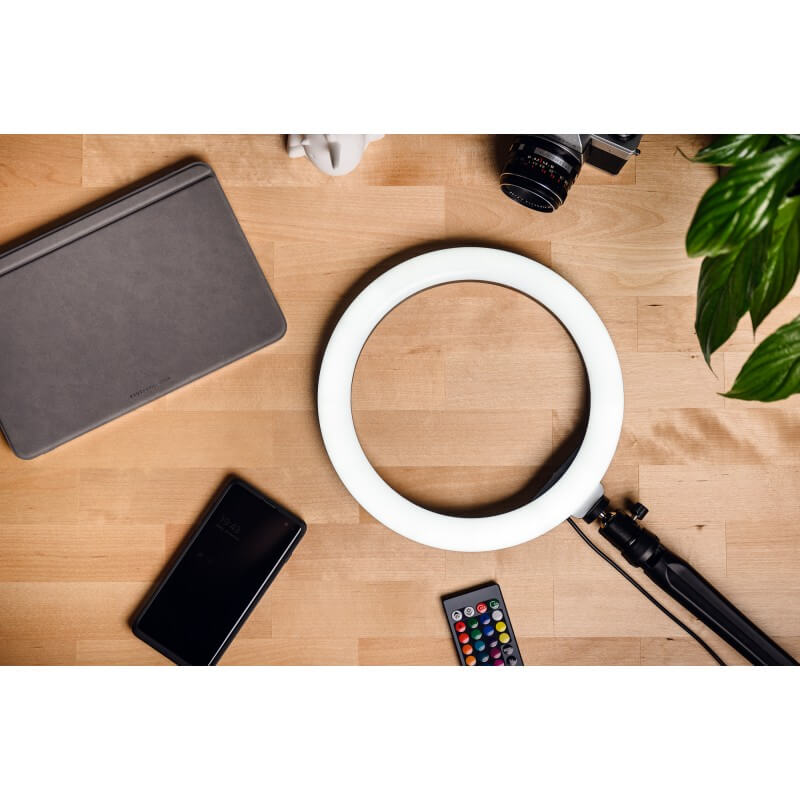 Lampa pierścieniowa LED Newell RL10 RGB + statyw