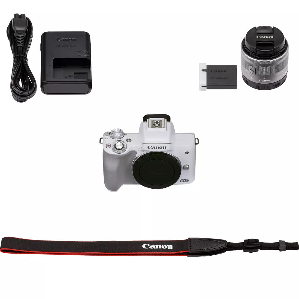Aparat Canon M50 Mark II biały + EF-M 15-45